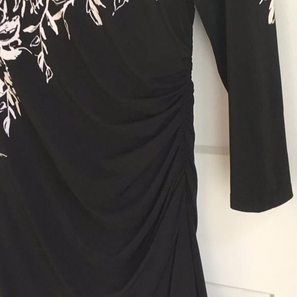 Ralph Lauren Black and White Floral Long Sleeve Dress Size 4 - Picture 6 of 8